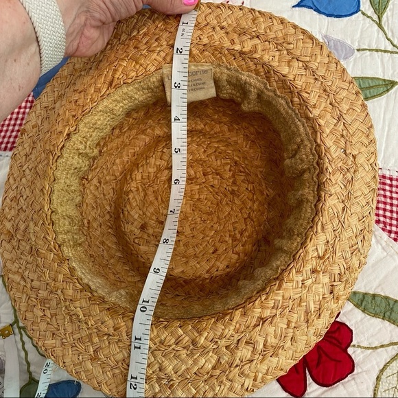 Vintage Straw Summer Hat Gingham Red Ribbon - Picture 6 of 6